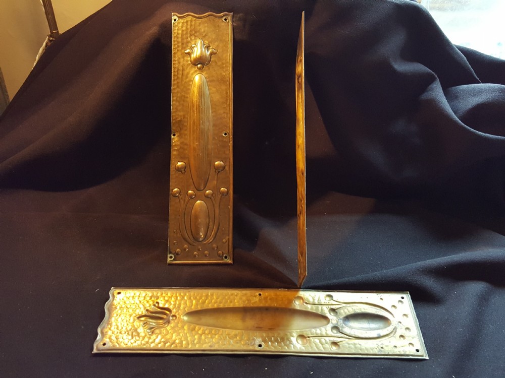 Brass Art Nouveau Finger Plates (set of 3) View III