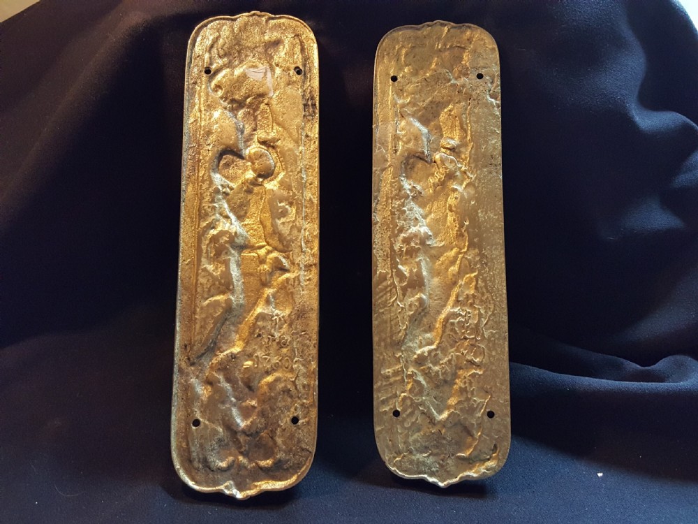 Pair of Brass Victorian Finger Plates View II