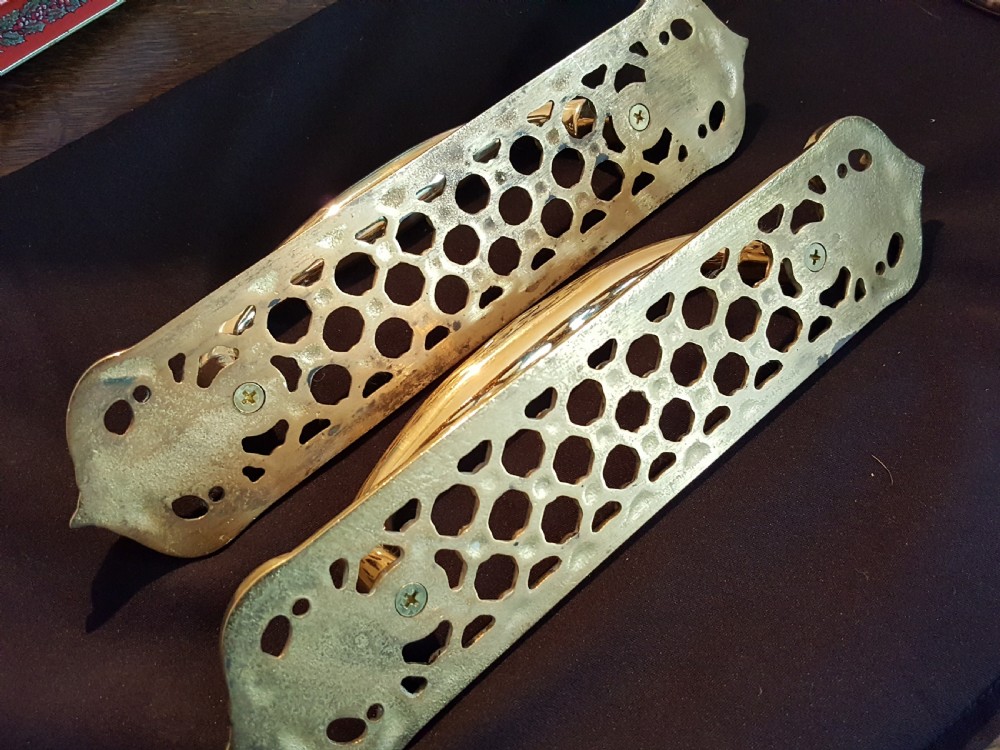 Pair of Brass Water Gilded Regency Door Pull Handles. View II