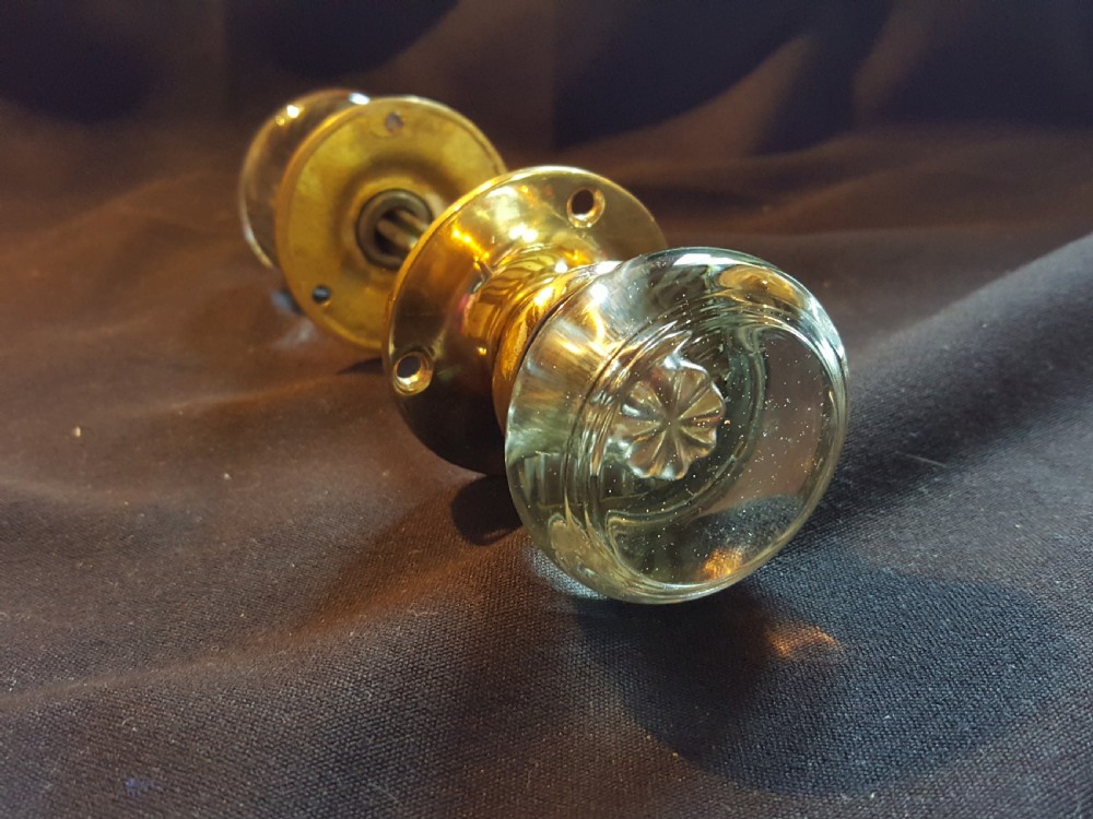 One Pair of Victorian Clear Glass Door Knobs