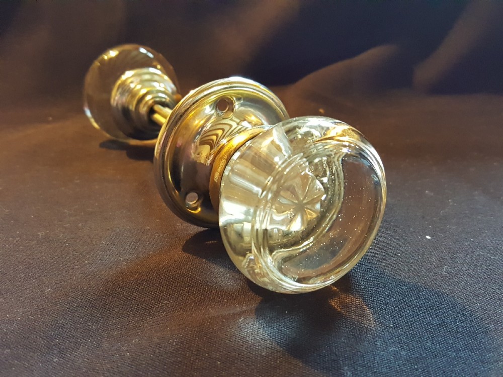 One Pair of Victorian Clear Glass Rim-Lock Door Knobs View II