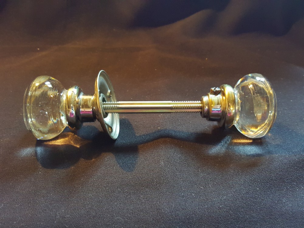 One Pair of Victorian Clear Glass Rim-Lock Door Knobs View IV