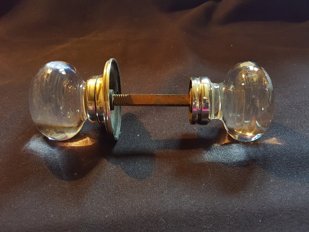 One Pair of Victorian Clear Glass Rim-Lock Door Knobs View III