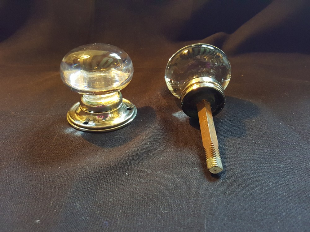 One Pair of Victorian Clear Glass Rim-Lock Door Knobs View IV