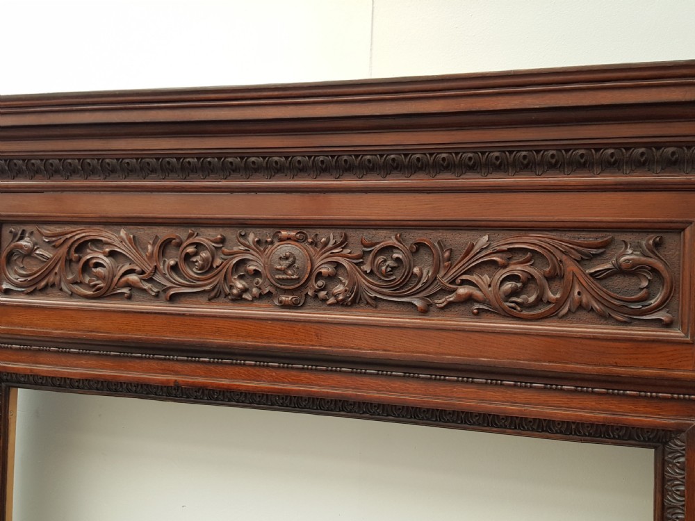 Victorian Carved Solid Oak Fireplace. View IV