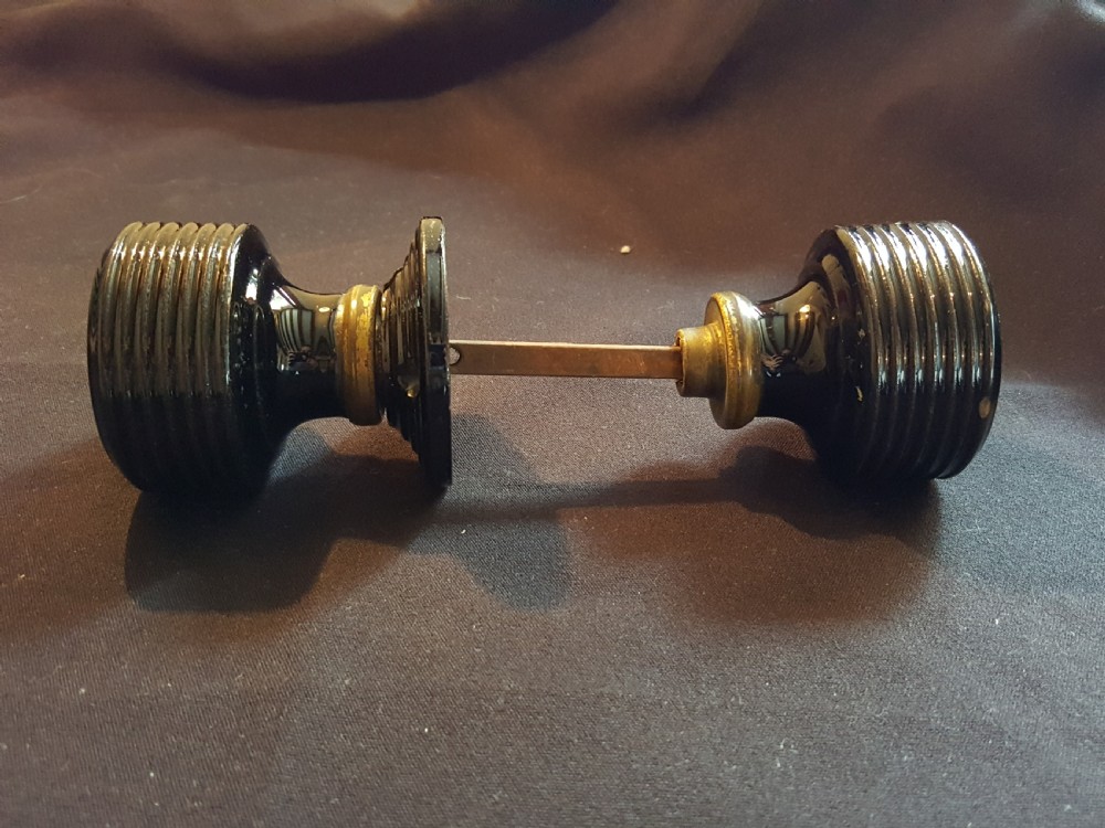 Pair of Victorian Ceramic Rim-Lock Door Knobs. View II