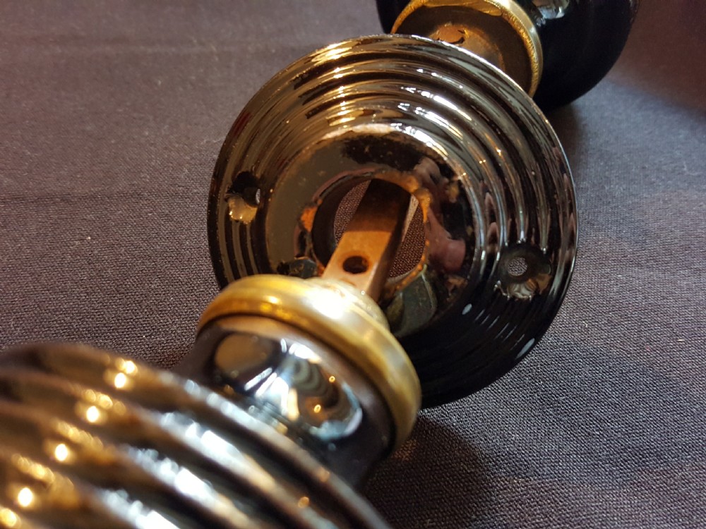 Pair of Victorian Ceramic Rim-Lock Door Knobs. View IV