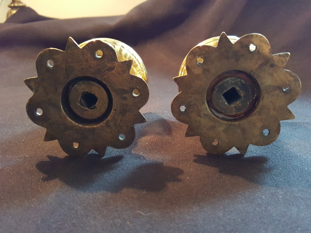 Pair of Gothic Brass Door Knobs. View III