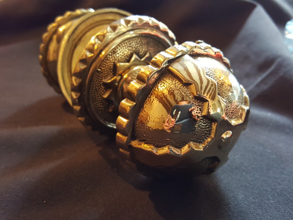 One Pair of Gothic Brass Door Knobs.