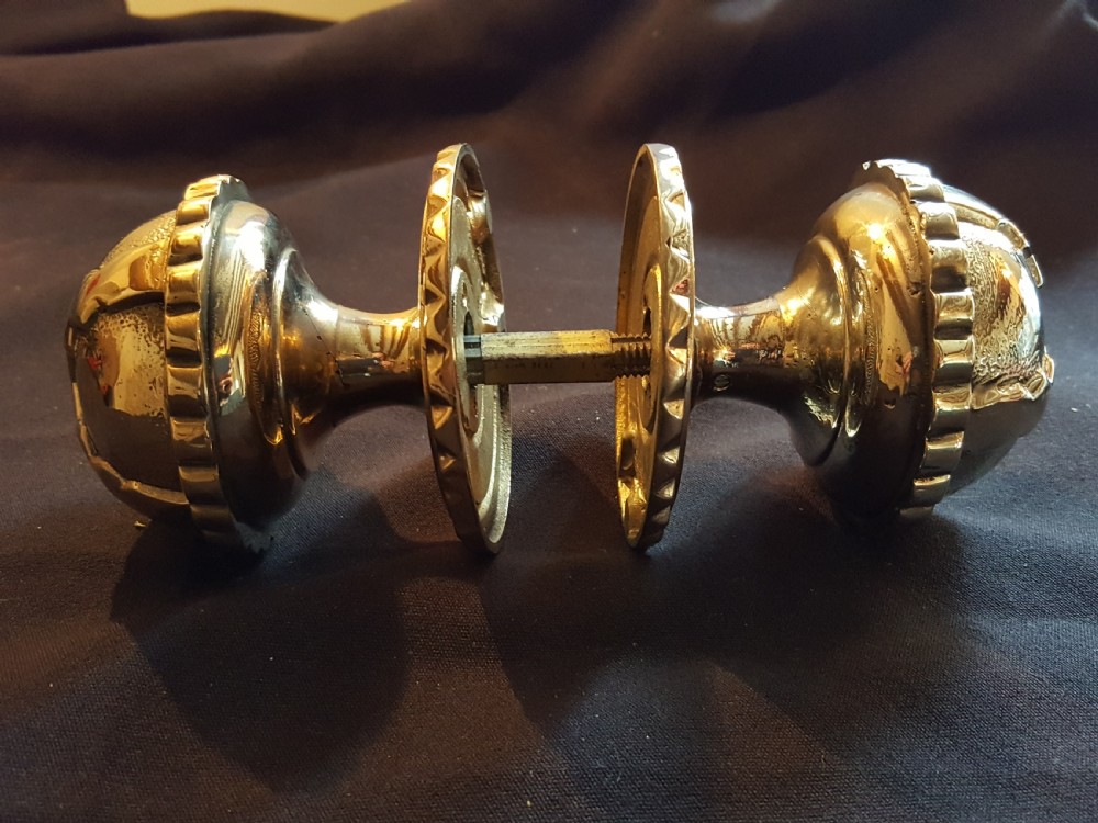 One Pair of Gothic Brass Door Knobs. View II