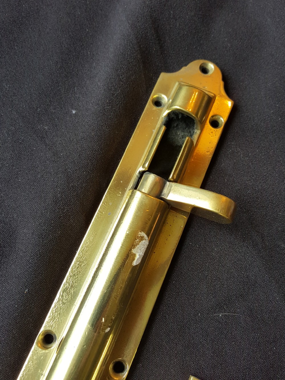 Single Brass Gothic Victorian Door Bolt. View II