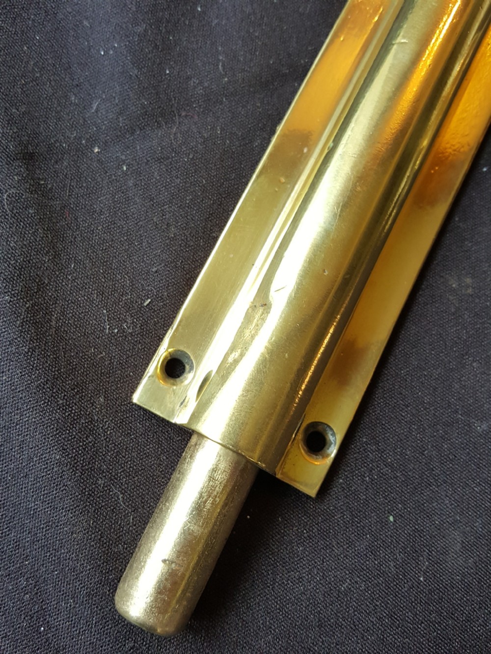 Single Brass Gothic Victorian Door Bolt. View IV