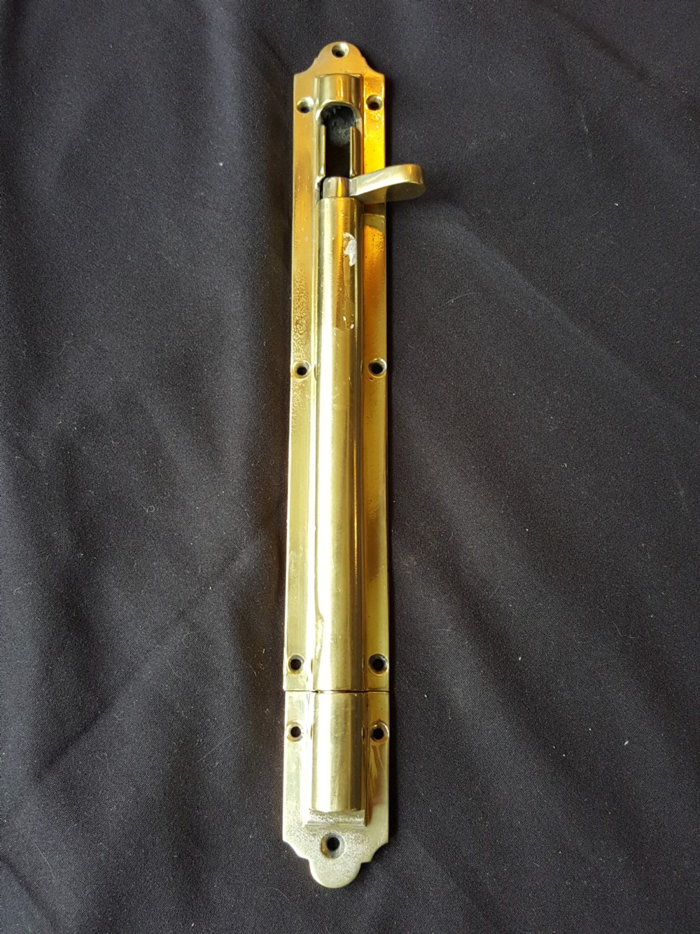 Single Brass Gothic Victorian Door Bolt. View V