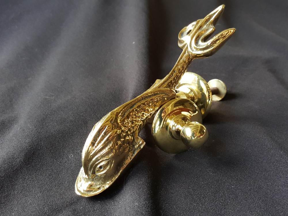Brass Victorian Maltese Dolphin Door Knocker.