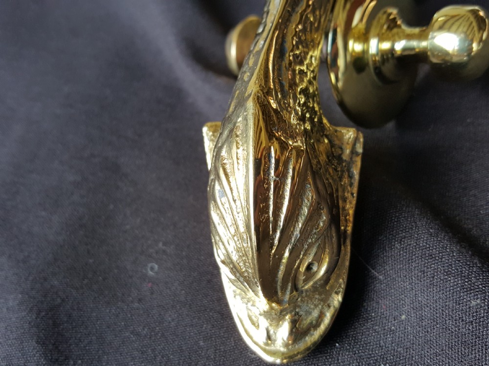 Brass Victorian Maltese Dolphin Door Knocker. View IV