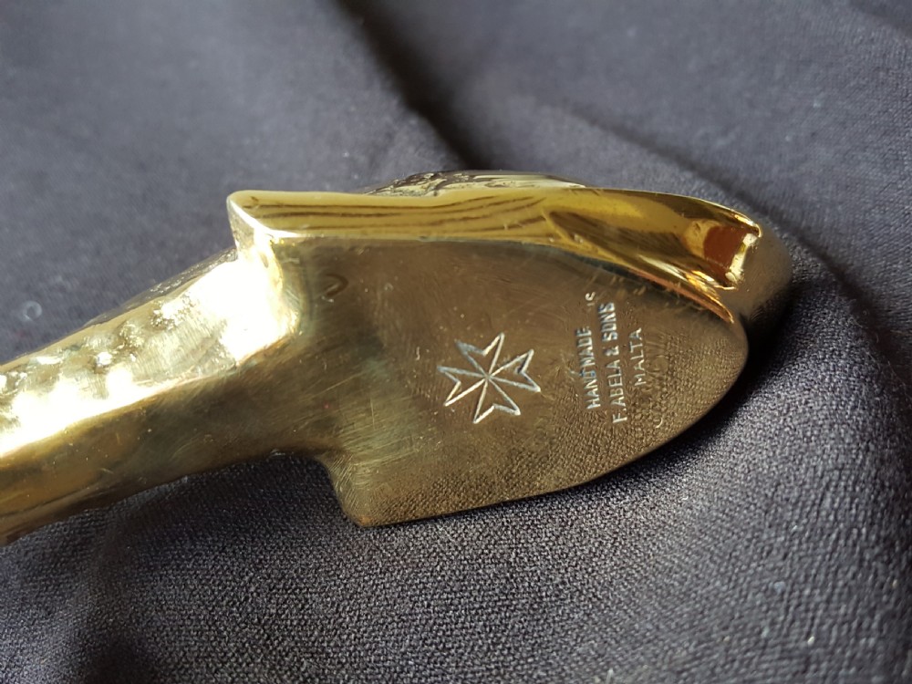 Brass Victorian Maltese Dolphin Door Knocker. View V