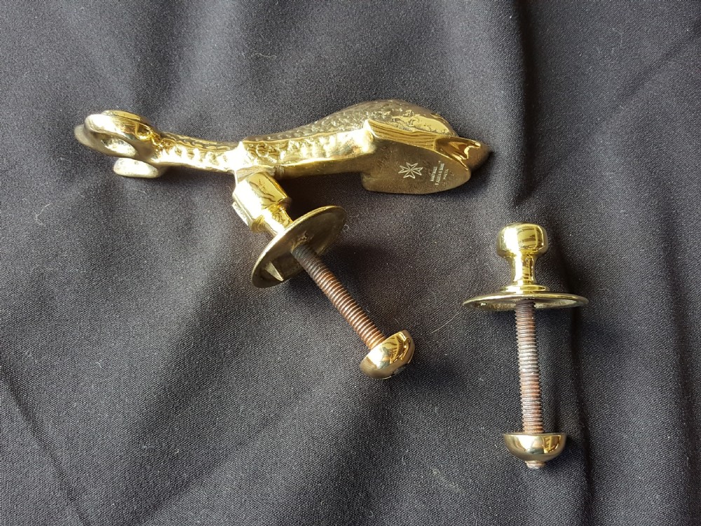 Brass Victorian Maltese Dolphin Door Knocker. View VI