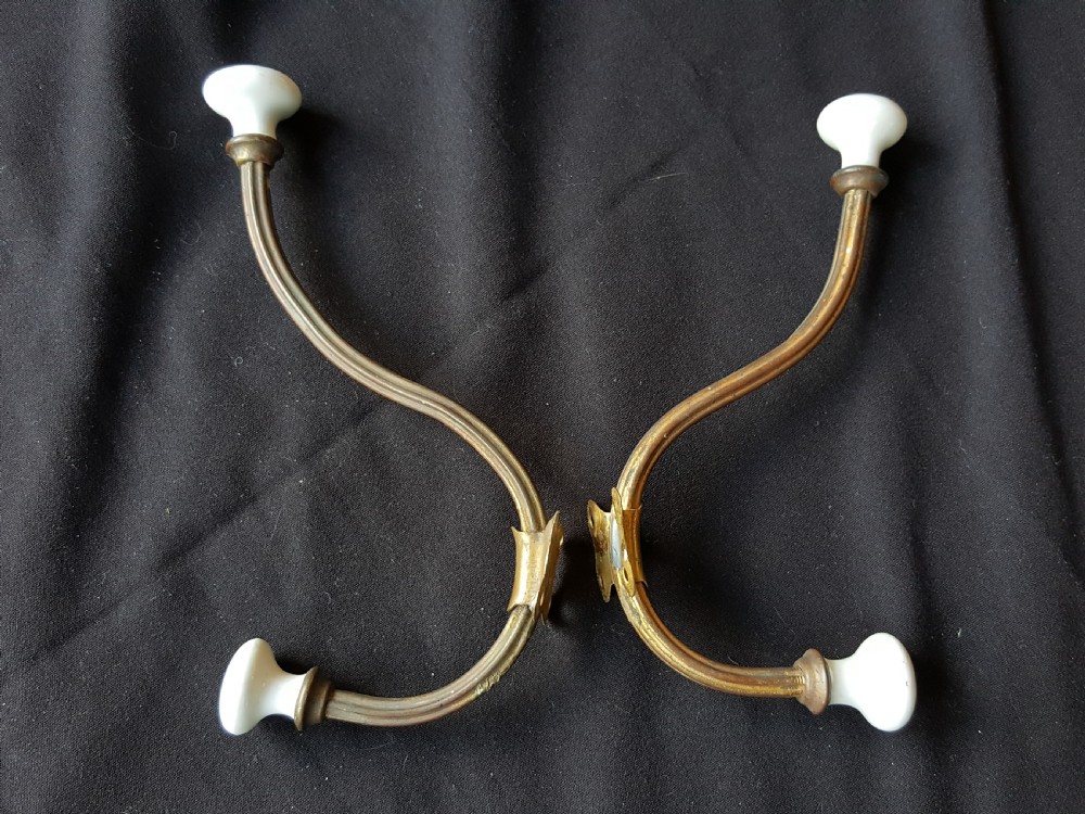 Pair of Brass Victorian Hat & Coat Hooks.