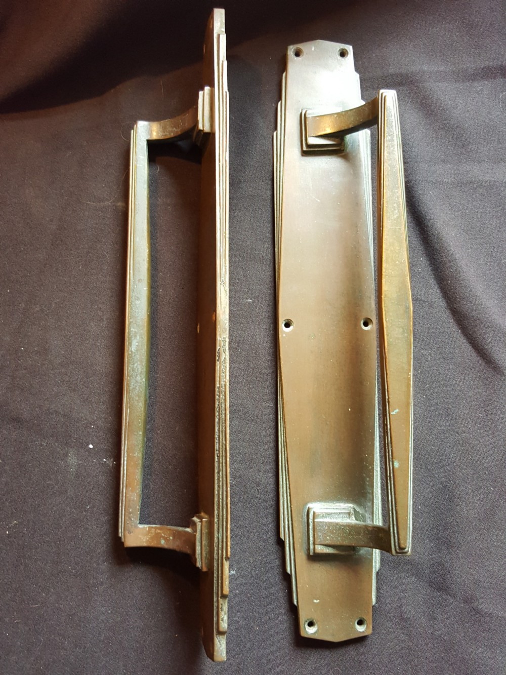 Pair of Bronze Arts & Crafts Door Pull Handles. View III