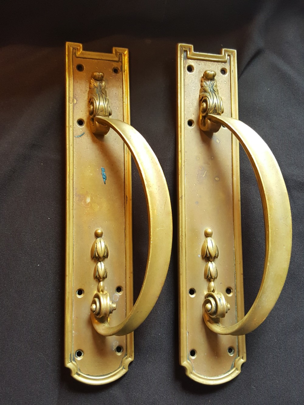 Pair of Brass Victorian Door Pull Handles.