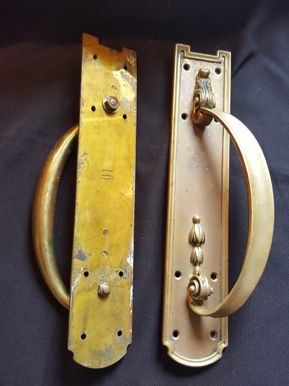 Pair of Brass Victorian Door Pull Handles. View III