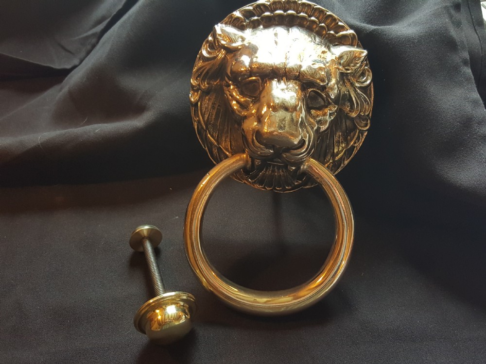 Brass Victorian Lion Head Door Knocker.