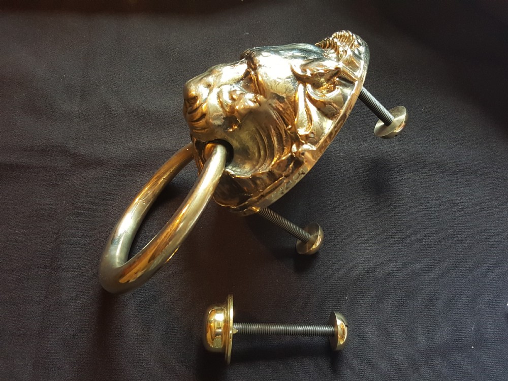 Brass Victorian Lion Head Door Knocker. View II