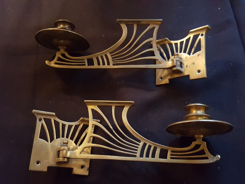 One Pair of Arts & Crafts Brass Candle Sconces.