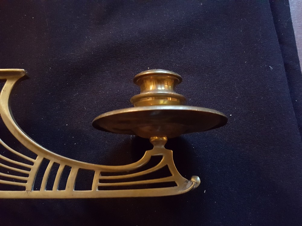 One Pair of Arts & Crafts Brass Candle Sconces. View IV