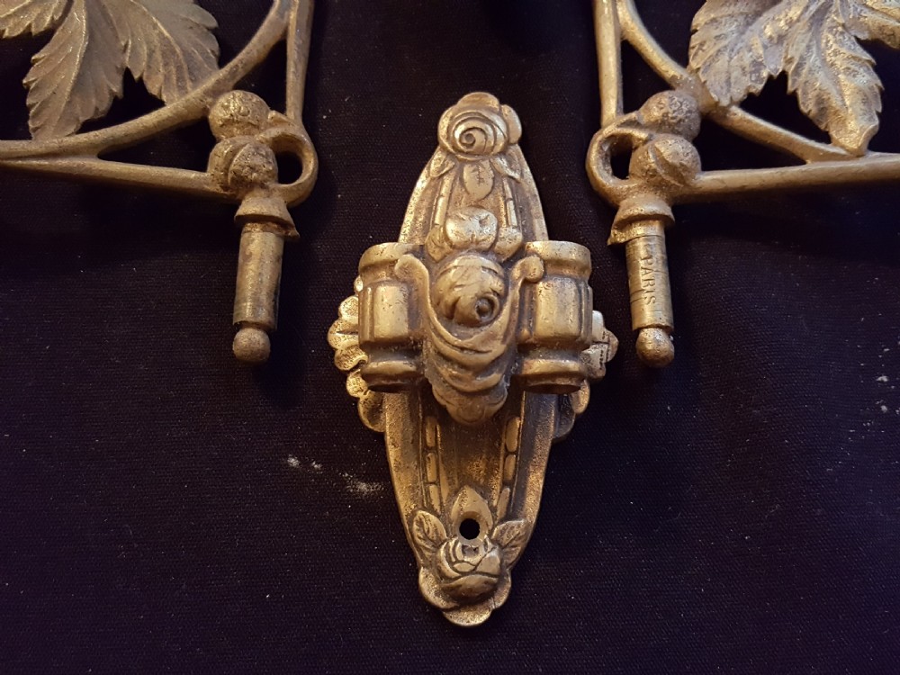 One Pair of Double Victorian Brass Candle Sconces. View II