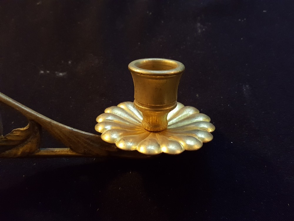 One Pair of Double Victorian Brass Candle Sconces. View V