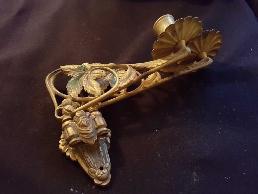 One Pair of Double Victorian Brass Candle Sconces. View VII