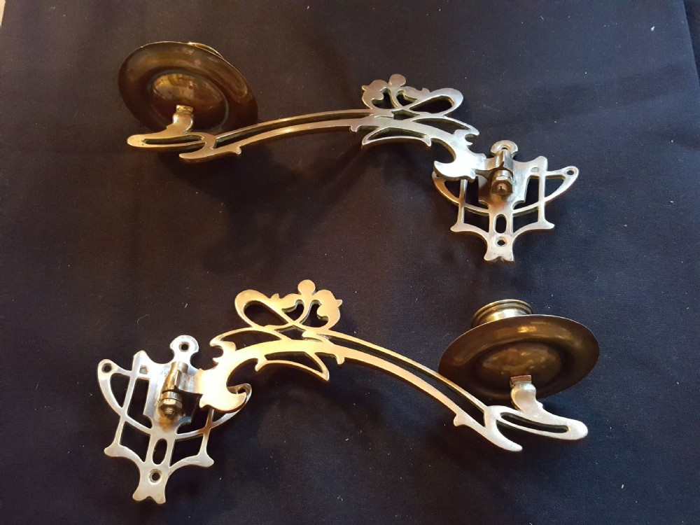 One Pair of Bronze Art Nouveau Candle Sconces.
