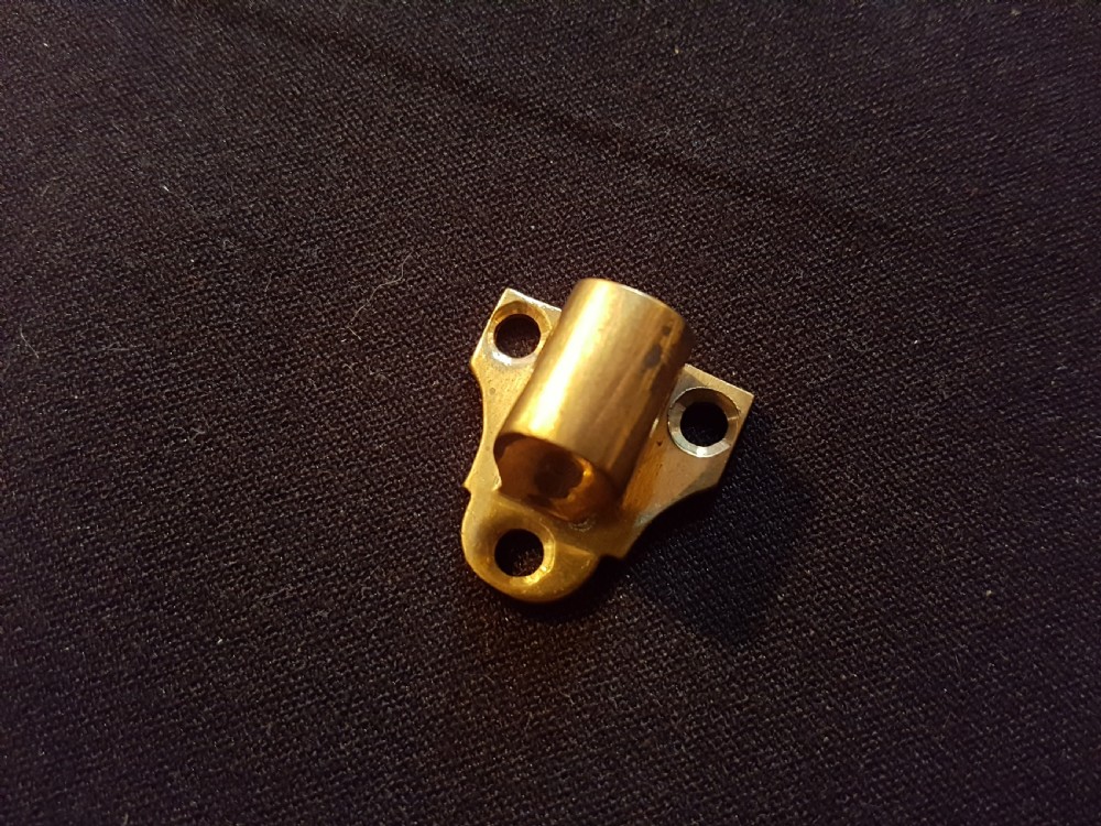 One Victorian Brass Bolt with Keep. View II