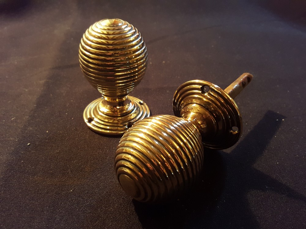 One Pair of Brass Victorian Bee-hive Door Knobs.