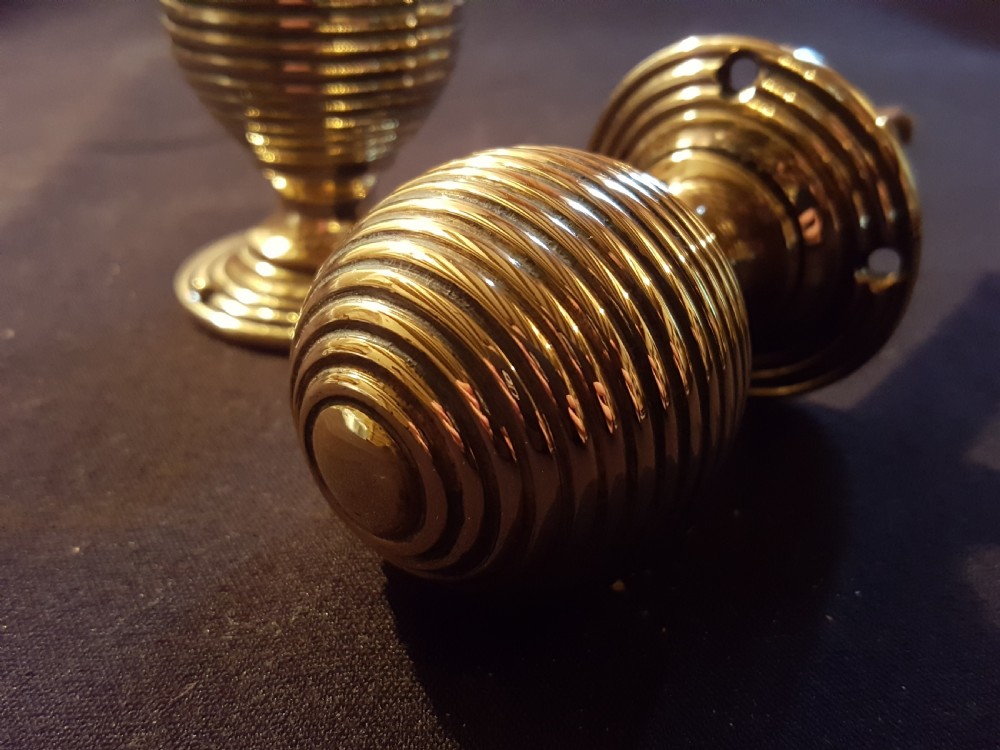 One Pair of Brass Victorian Bee-hive Door Knobs. View II