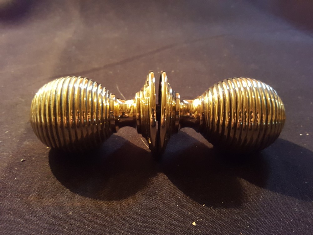 One Pair of Brass Victorian Bee-hive Door Knobs. View V