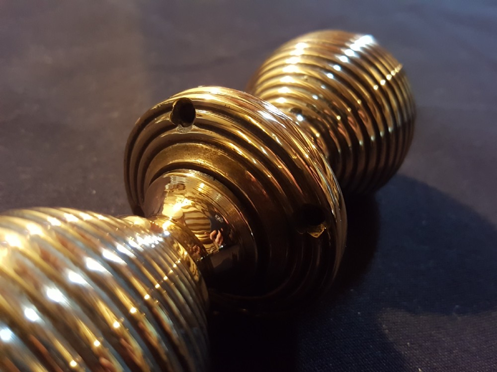 One Pair of Brass Victorian Bee-hive Door Knobs. View III