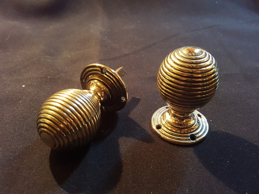 One Pair of Brass Victorian Bee-hive Door Knobs. View IV