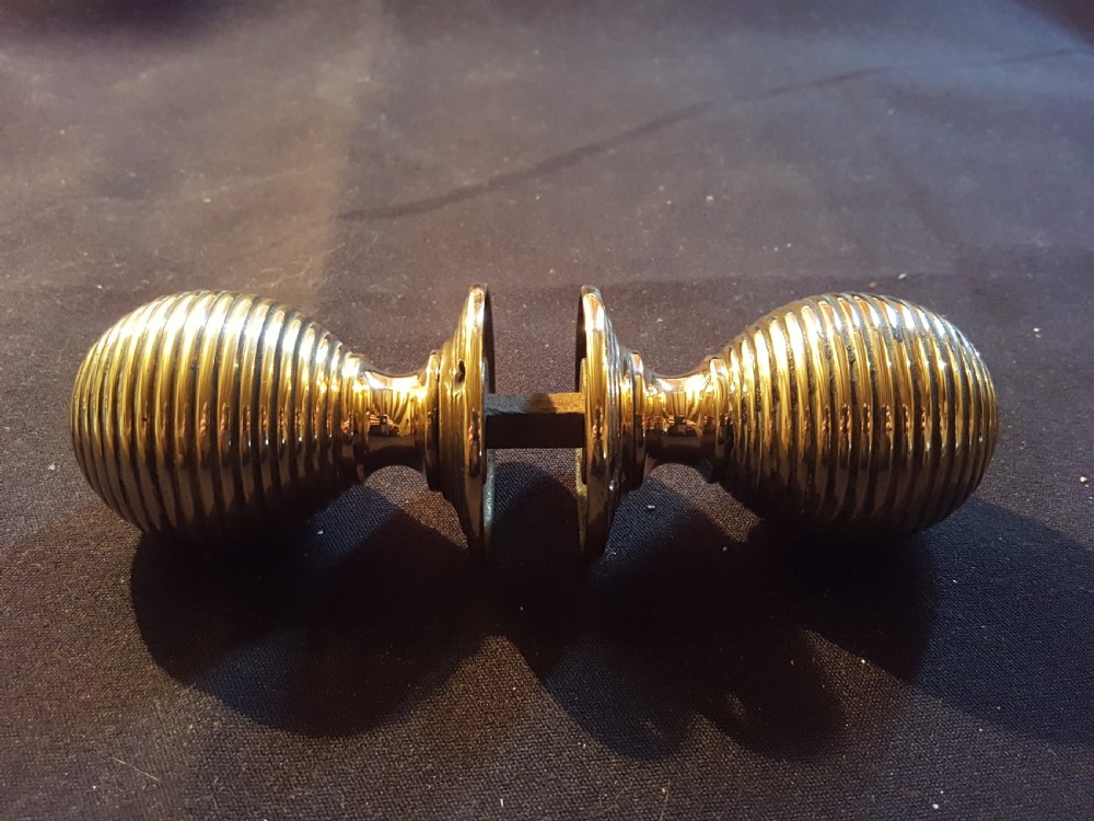 One Pair of Brass Victorian Bee-hive Door Knobs. View V