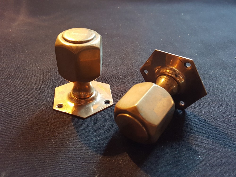 One Pair of Rare Brass Victorian Door Knobs.