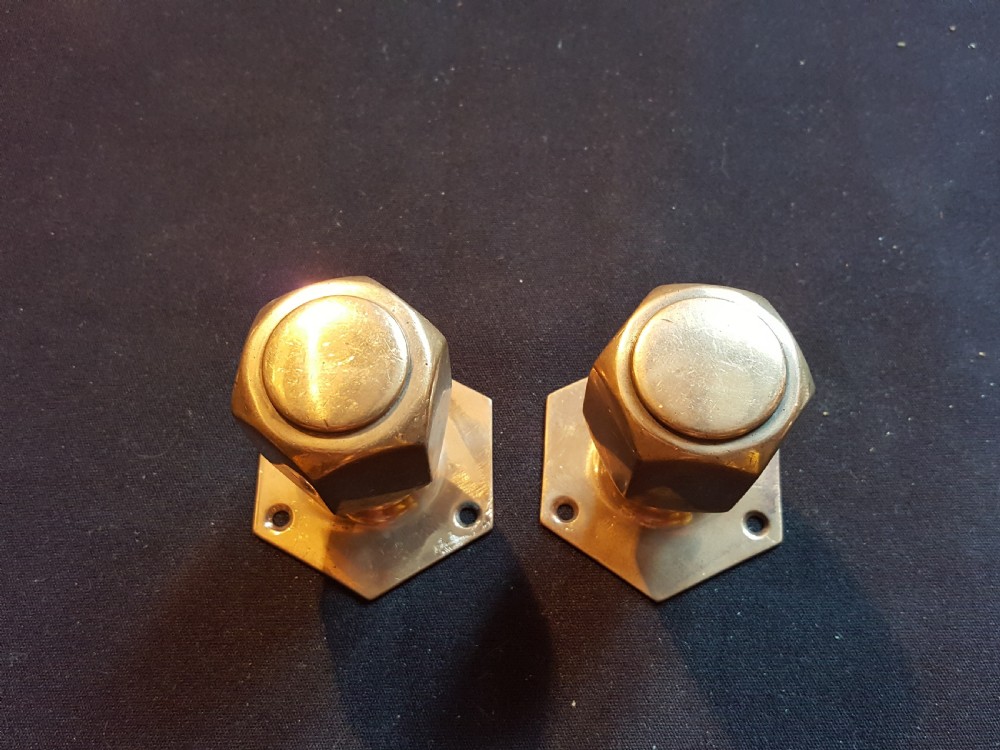 One Pair of Rare Brass Victorian Door Knobs. View II