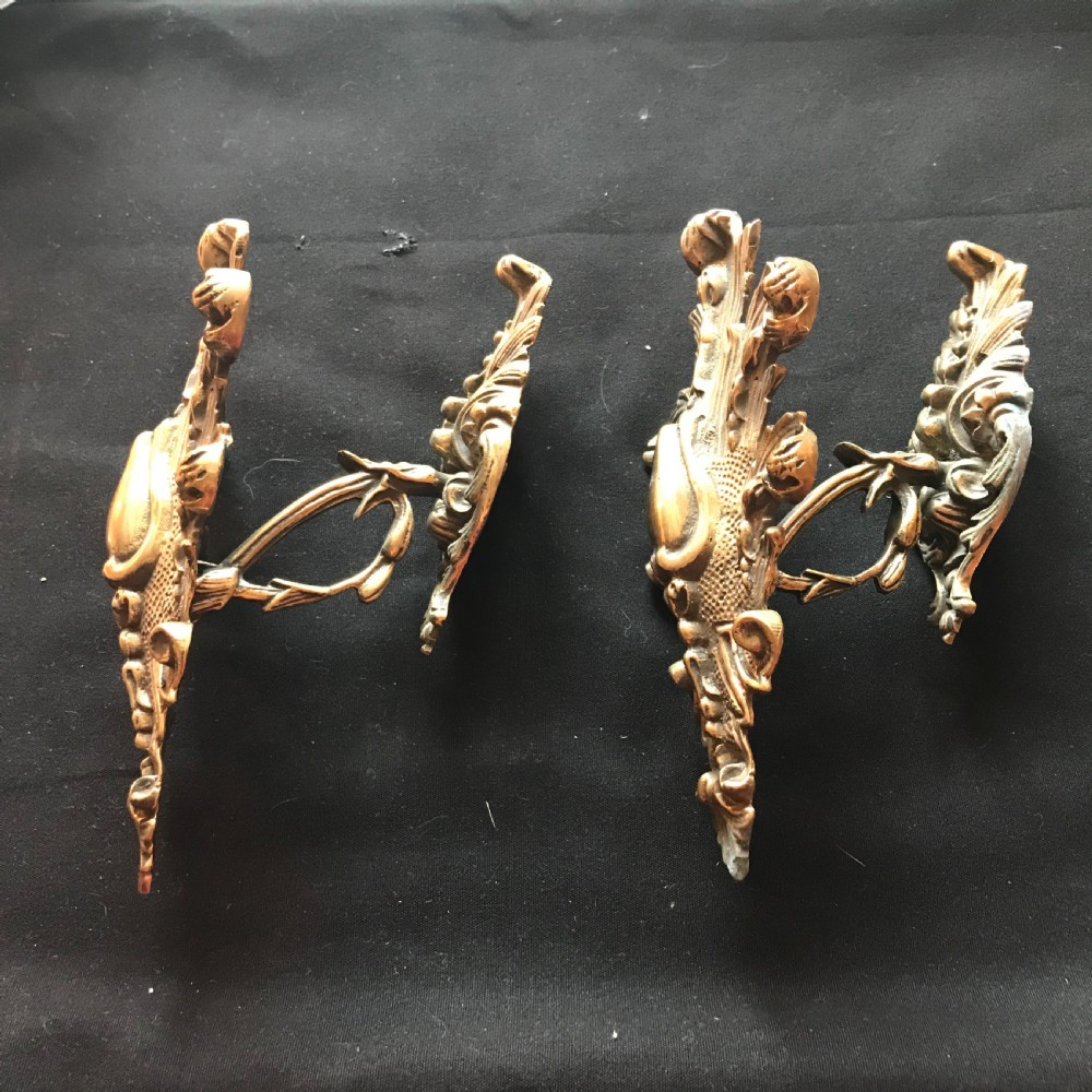 Pair of French Victorian (Baroque) Brass Curtain Tie Backs. View IV