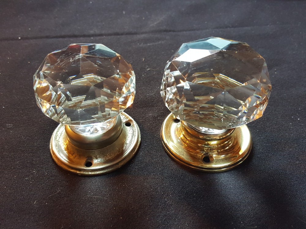 One Pair of Victorian Cut Glass Door Knobs.
