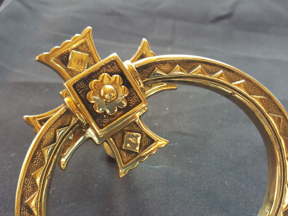 Brass Gothic Victorian Door Knocker. View IV