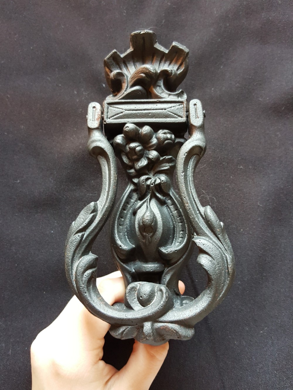 Victorian Black Cast Iron Door Knocker.