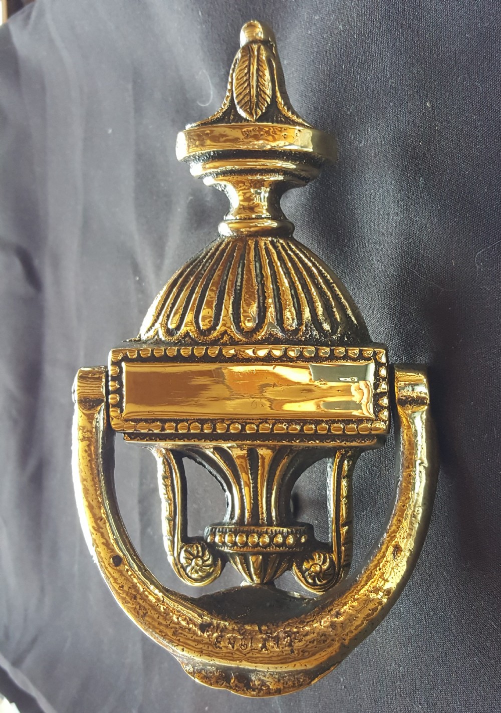 Victorian Brass Urn Door Knocker.