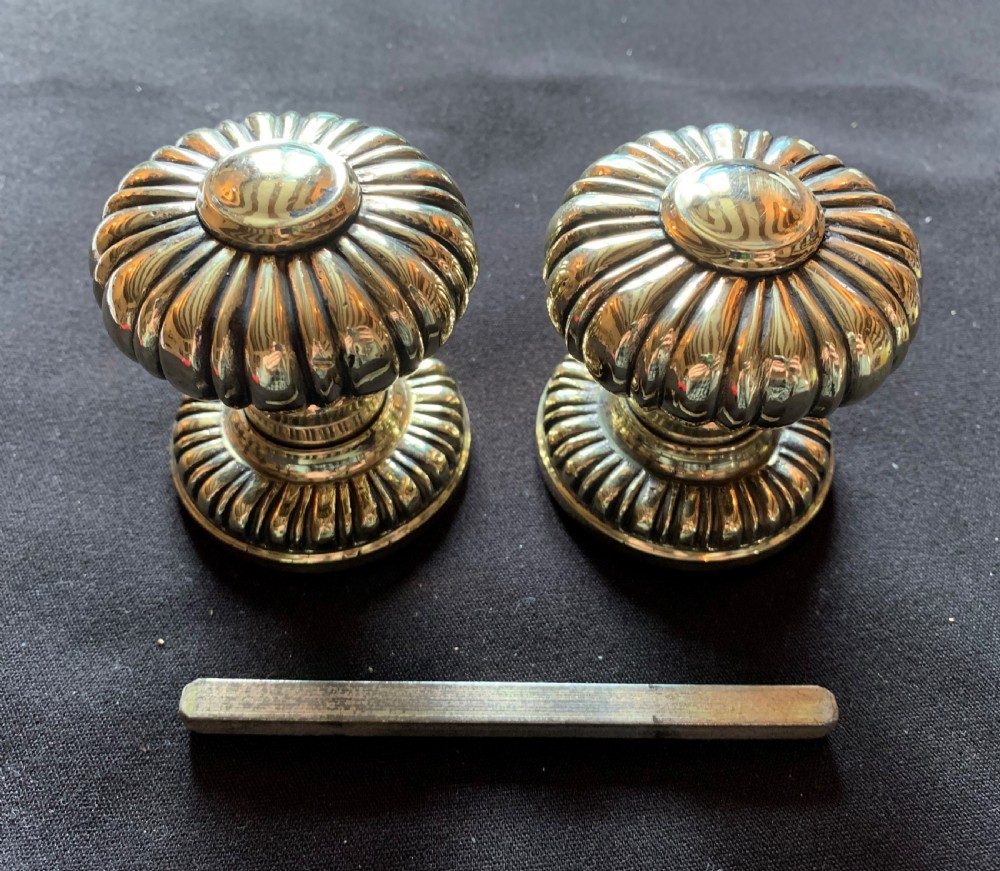 One Pair of Brass Victorian Rim Lock Door Knobs.