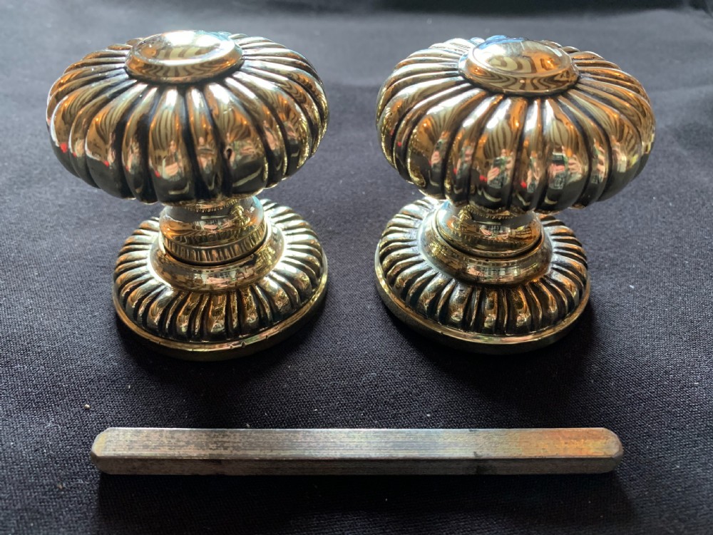 One Pair of Brass Victorian Rim Lock Door Knobs. View III