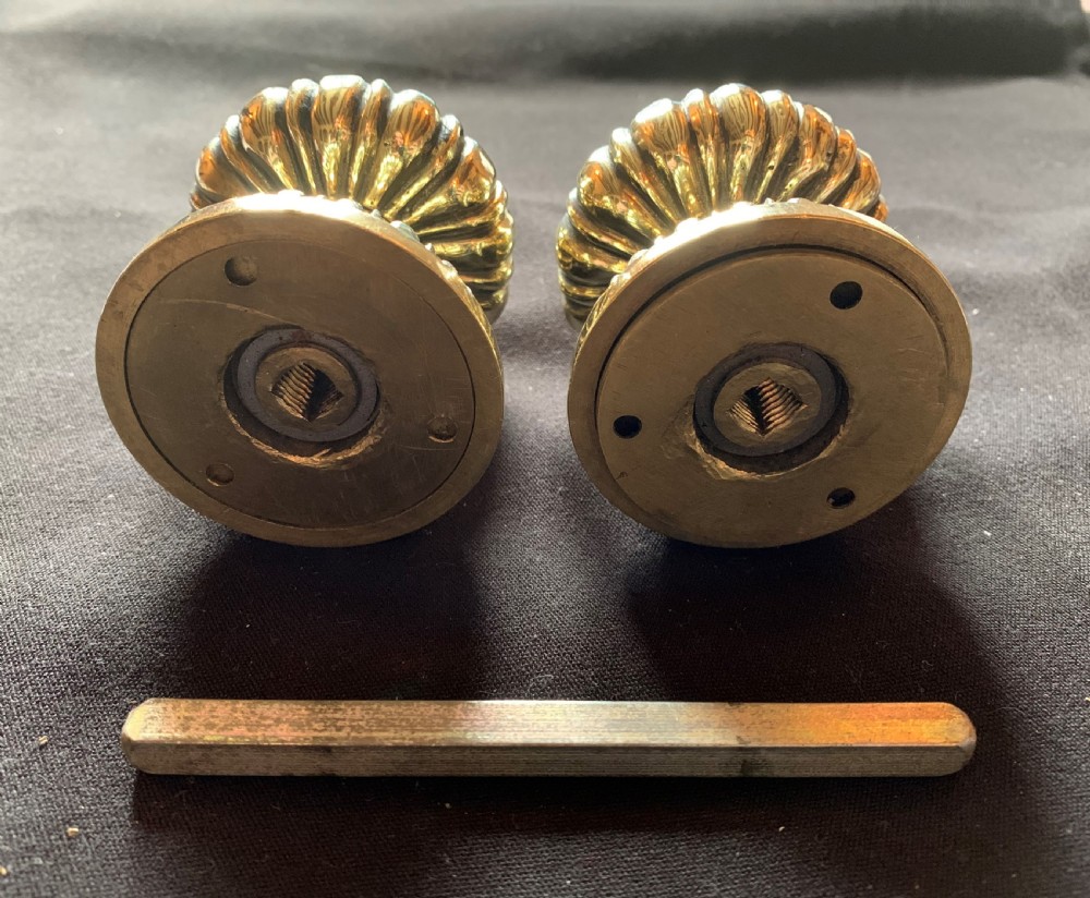 One Pair of Brass Victorian Rim Lock Door Knobs. View IV
